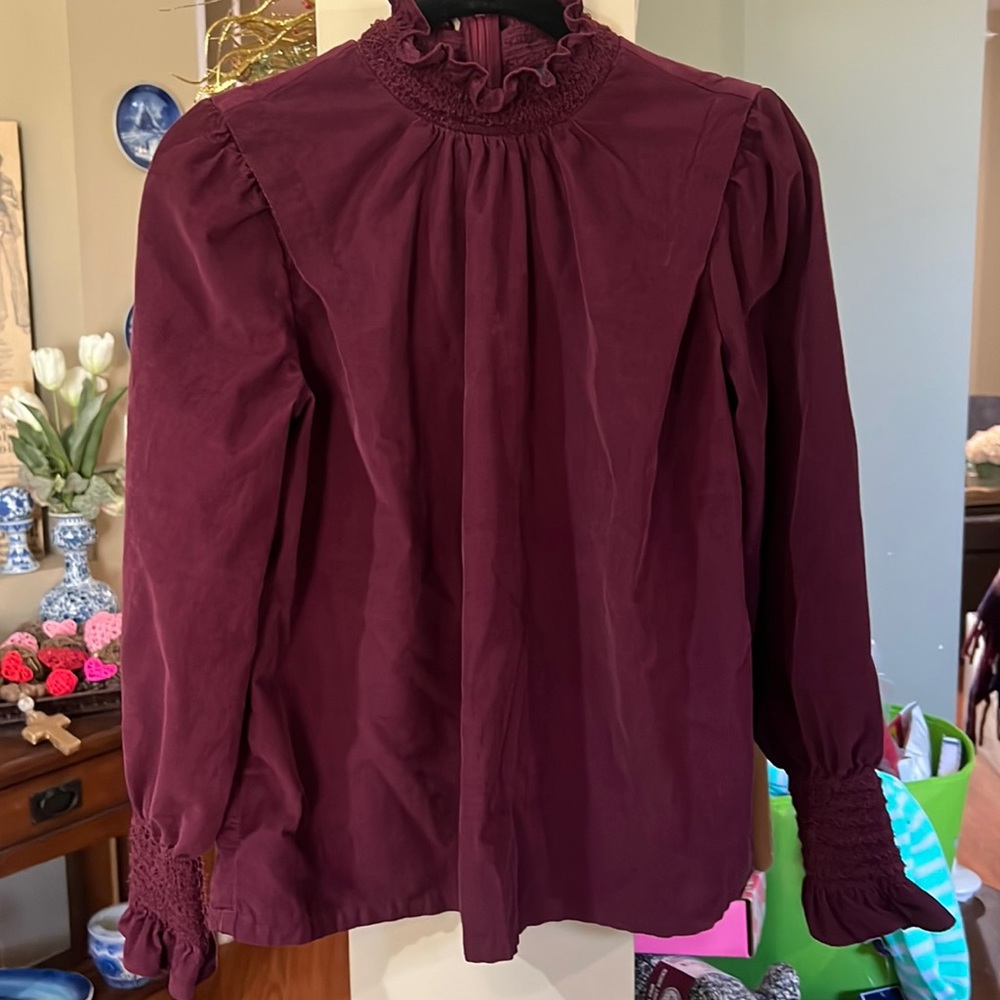 Ann Taylor corduroy high neck blouse